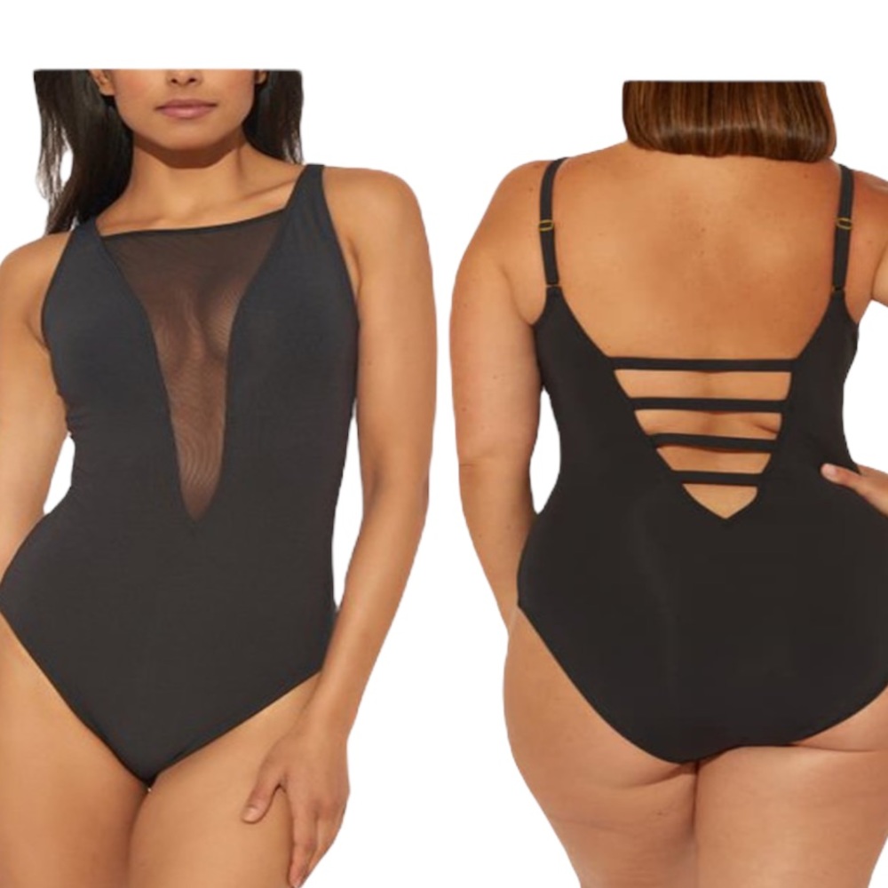 Bleu Rod Beattie Black Swimsuit Size 16W Plus Size Swimwear